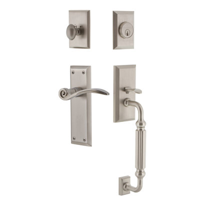 Nostalgic Warehouse New York Plate F Grip Handleset with Single Cylinder Deadbolt and Swan Lever