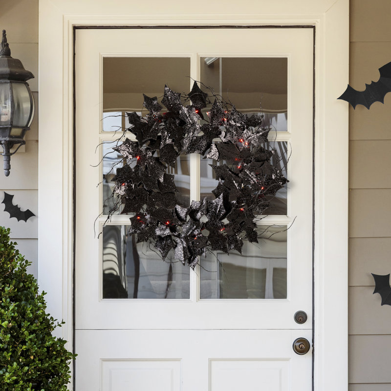 Wreath 26'' Halloween Lighted Polyethylene Plastic Wreath
