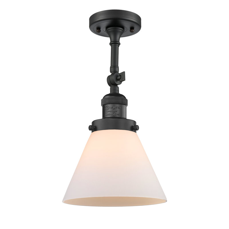 Hardiman Glass Semi Flush Mount, Matte White Cased, Matte Black, 13.5" H x 7.75" W x 7.75" D
