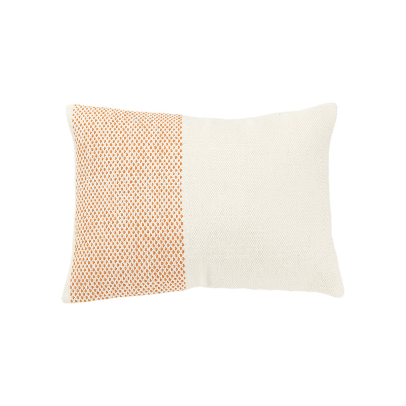 Housse et insert de coussin rectangulaire 100% coton Farina, Ivoire / orange