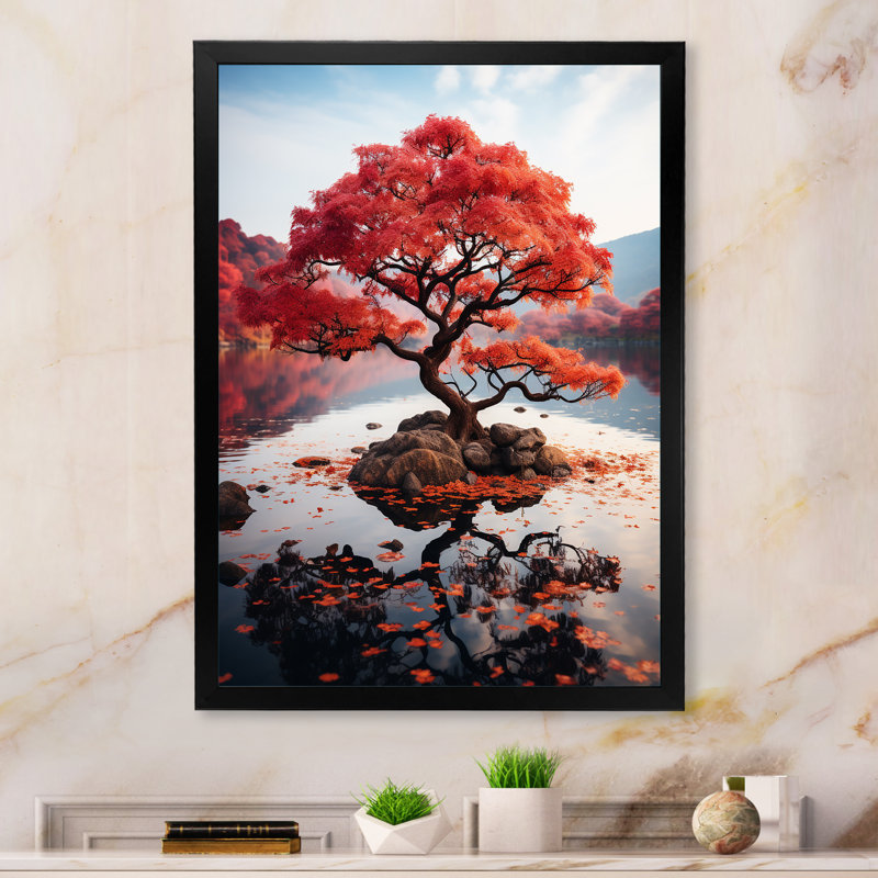 Coral Tree Maple Symphony - reproduction sur toile, Cadre photo noir, H 20 po x l 12 po x P 1 po
