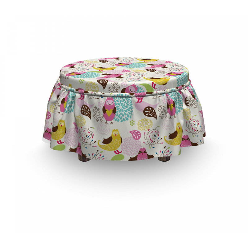 Housse pour décoratif repose-pieds, Gris Nobel / rose tapisserie
