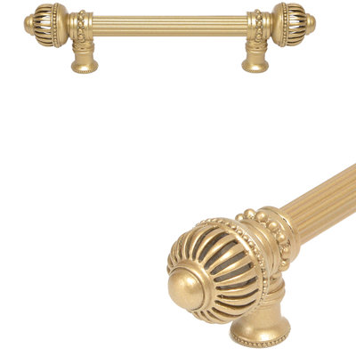 Cricket Cage 6 inches c.c. with 5/8 reeded center long pull large finial in Antique Brass