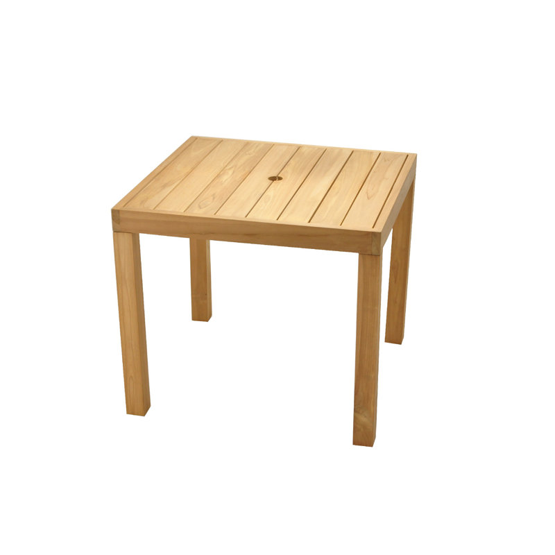 3 Pcs Grade-A Teak Wood Dining Set: 36" Square Table And 2 Lua Stacking Arm Chairs #11LU0802, 2