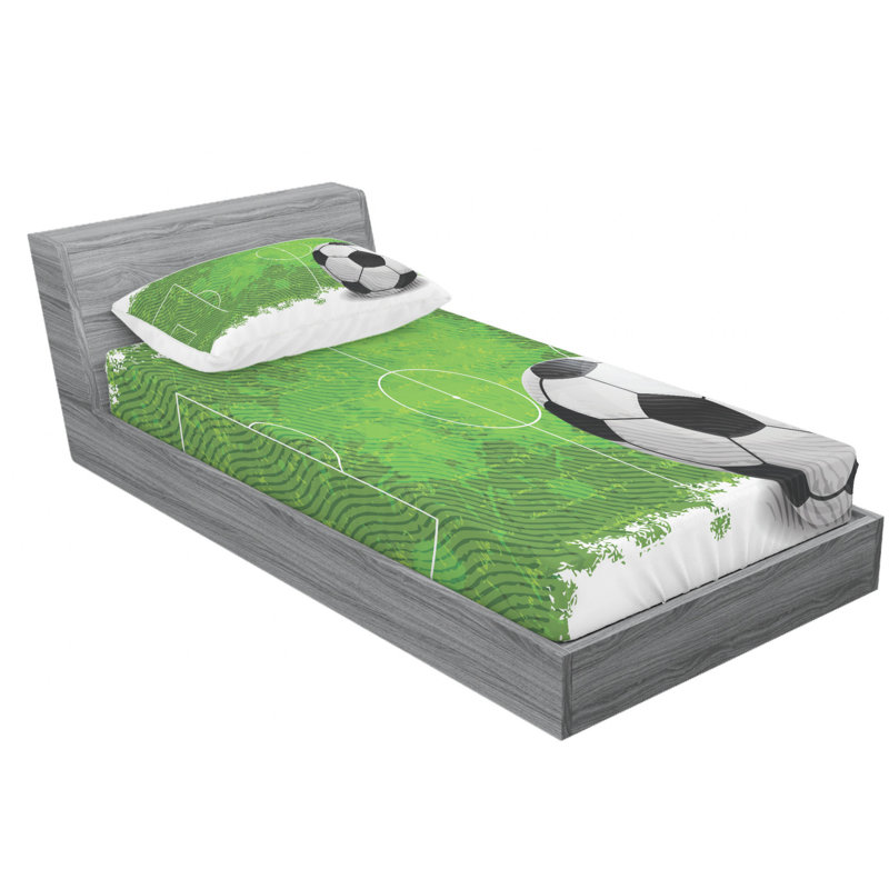Soccer Microfiber Patterned Sheet Set, Twin XL Sheet Set + Fitted Sheet + 1 Pillowcase