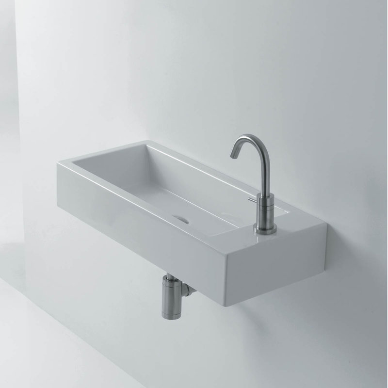 WS Bath Collections Hox 11.8'' White Ceramic Rectangular Bathroom Sink