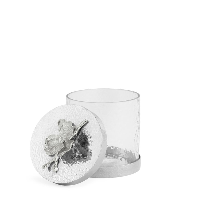 Orchid Kitchen Canister, White, 5" H x 5.5" W x 5.5" D