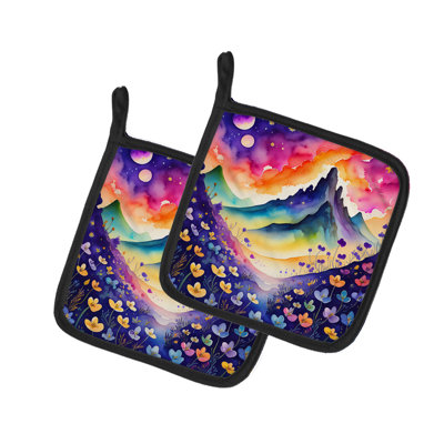 Colorful Violets Pair of Pot Holders