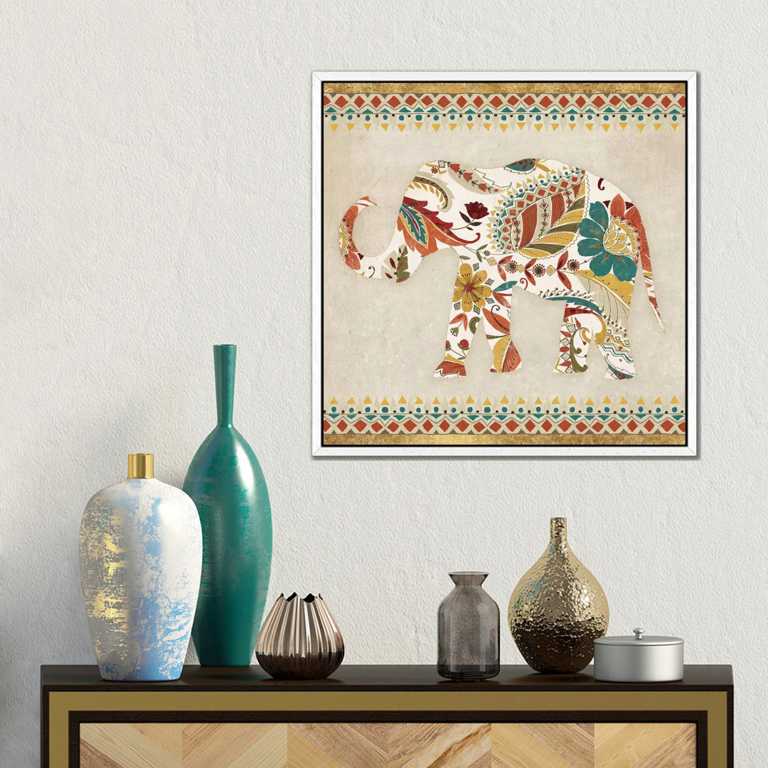 Boho Elephant II von Wild Apple Portfolio - Galerie- Giclée auf Leinwand