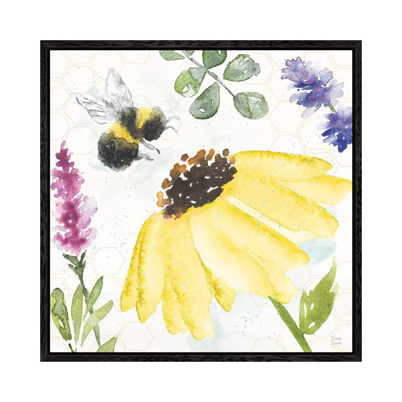 Bee Harmony III by Dina June - Painting on Canvas, Black Framed, 66.04 cm H x 66.04 cm W