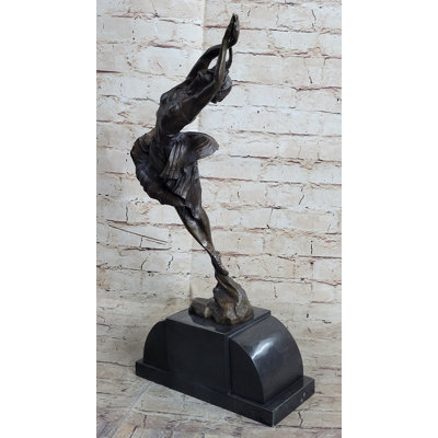 Sculpture en bronze signÃ©e Â« Danseuse en plein saut Â» de Delore Hot Cast, sur socle en marbre