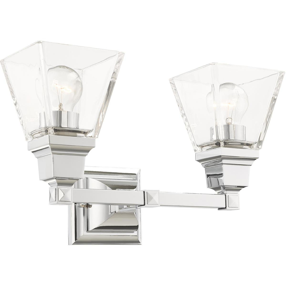 Rosdorf Park Polished Chrome 15” Vanity Light Fixture, 2 Lights, Clear
