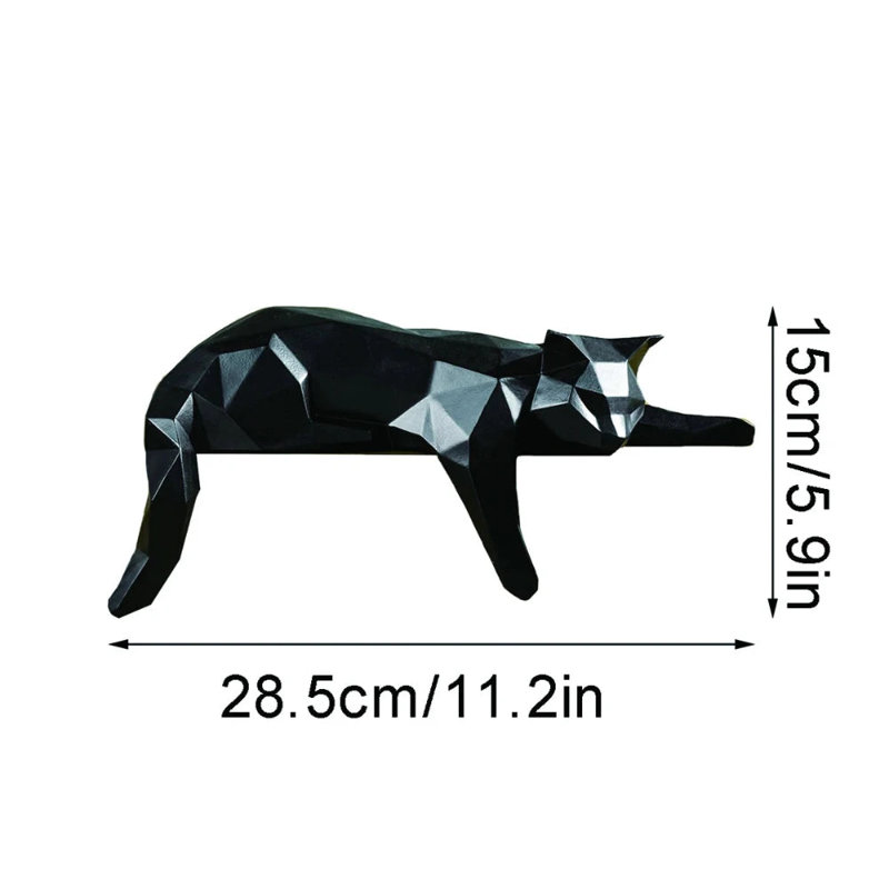 Geometric Lying Cat Figurine, Black