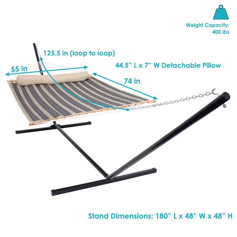 Hamac de bar en polyester matelassé pour 2 personnes avec support 15 pi Mullin, Flanc de montagne