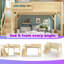 Lit mezzanine en bois massif UnaCubby avec garde-robe intégré, rangement et escalier, sans sommier-822935024