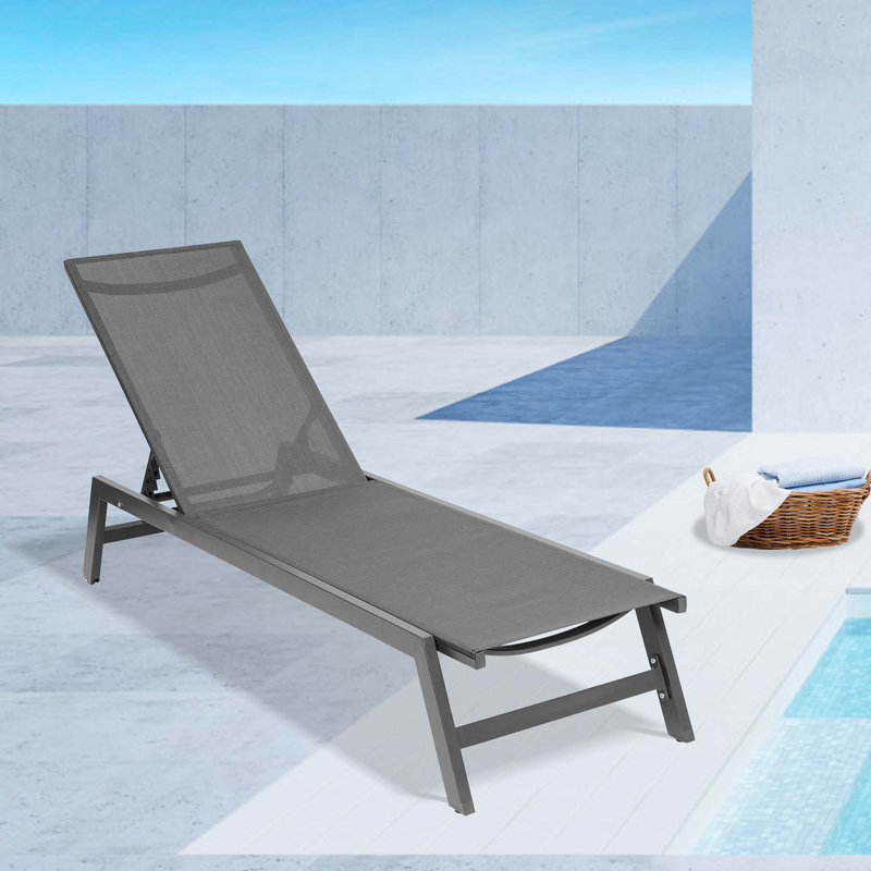 Chaise longue sans accoudoirs en métal Raphaelle, gris
