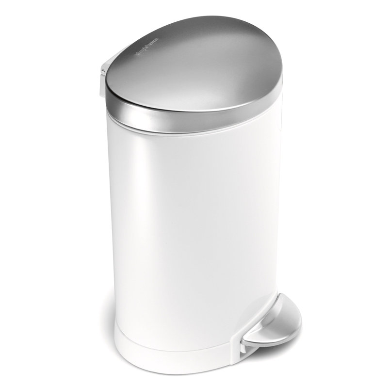 Simplehuman 6L Semi-Round Bathroom Pedal Bin, White