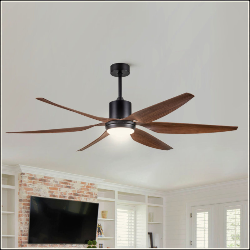 Ventilateur de plafond 66 po rétro avec pales brunes et DEL intégrées