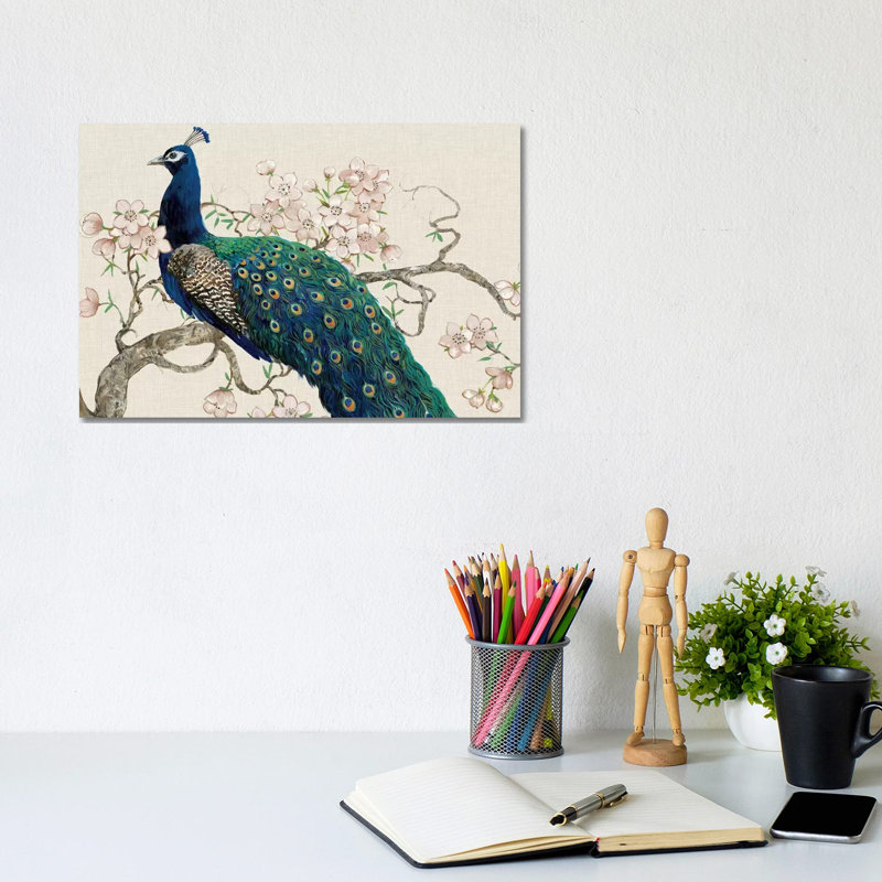 Peacock & Blossoms II by Tim OToole - Gallery-Wrapped Canvas Giclée on Canvas, Wrapped Canvas, 20.32 cm H x 30.48 cm W