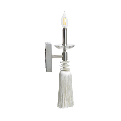 Marquette Tassel Wall Sconce - Polished Nickel - 5"W x 5"D x 14.5"H