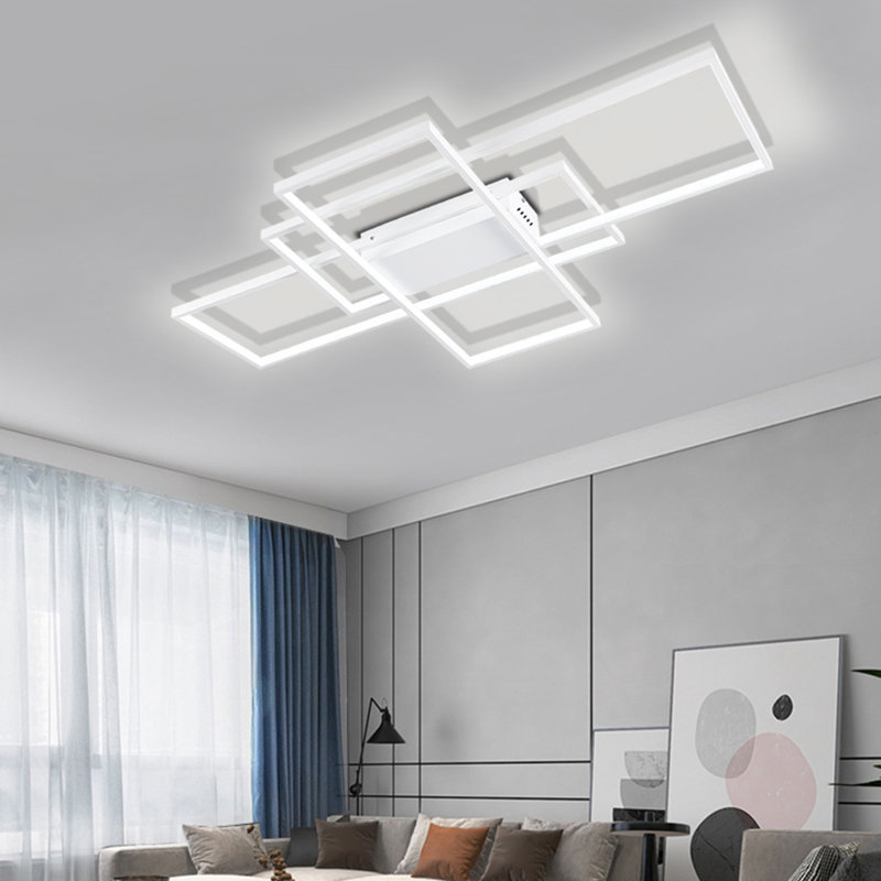 Raffa 3-Light LED Semi Flush Mount, 9cm H x 90cm W x 50cm D, White