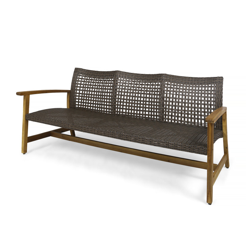 Bedingfield 75.5'' Wide Straight Wicker Patio Sofa, Natural Stained/Mocha