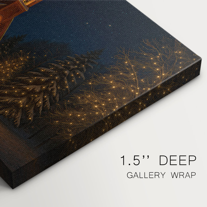 Warm Lantern Serenade of Evergreen-Premium Gallery Wrapped Canvas, 12" H x 18" W