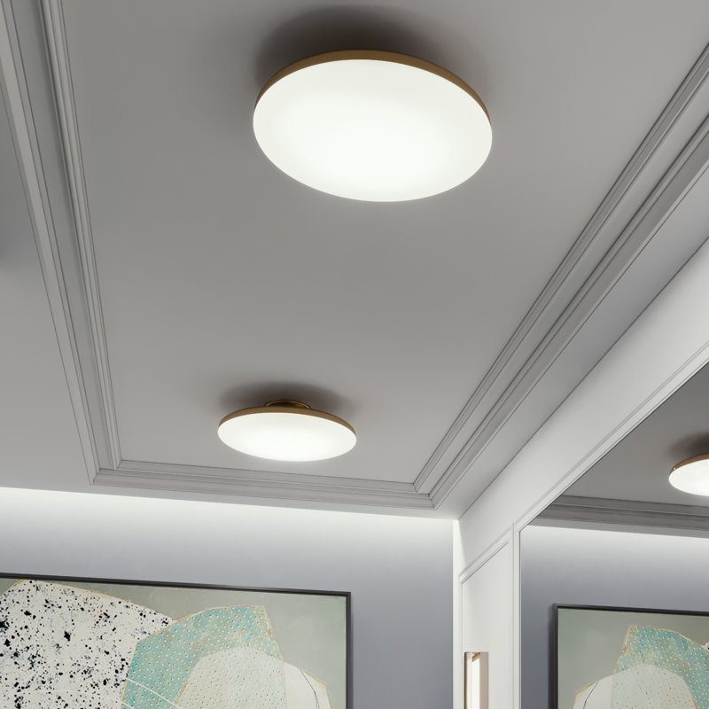 Aiyden Acrylic Flush Mount, Satin nickel, 4.38" H x 19" W x 19" D