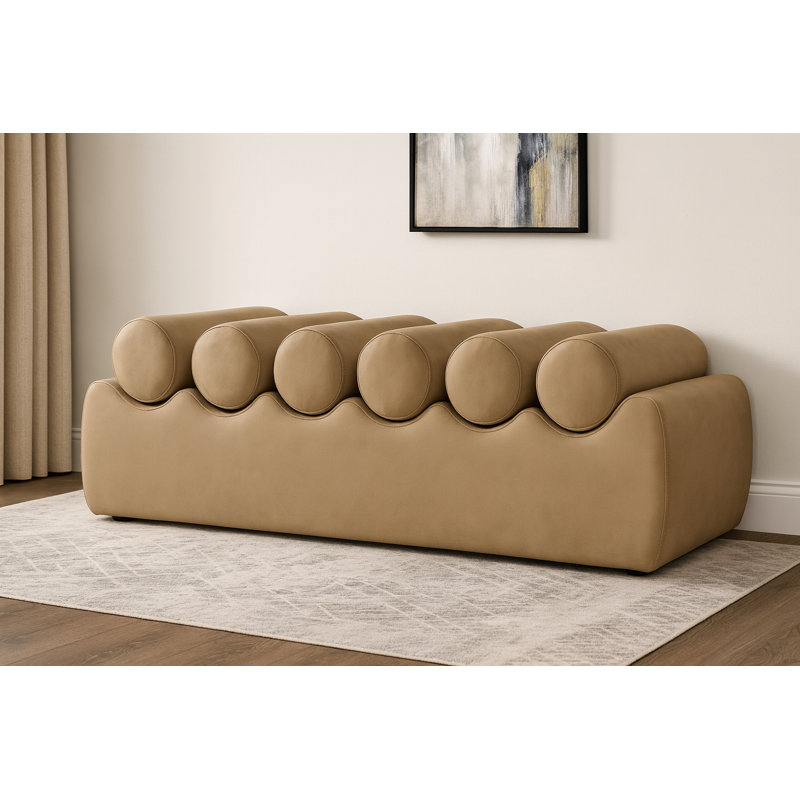 Banc en cuir Rumble Vegan, H 16,5 po x l 56 po x P 22 po, Cuir brun clair végétalien