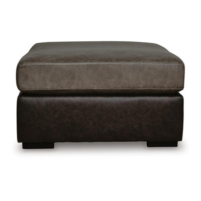 Casy Oversized Ottoman with Block Feet, Fossil Faux Leather 53 Inch