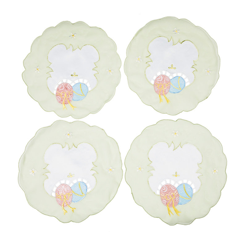 Easter Egg Polyester Embroidered Doily, 12" L x 12" W