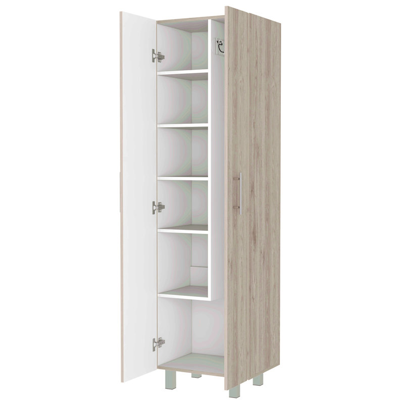 Closet Pantry, Five Shelves, Double Door Cabinet, Four Legs