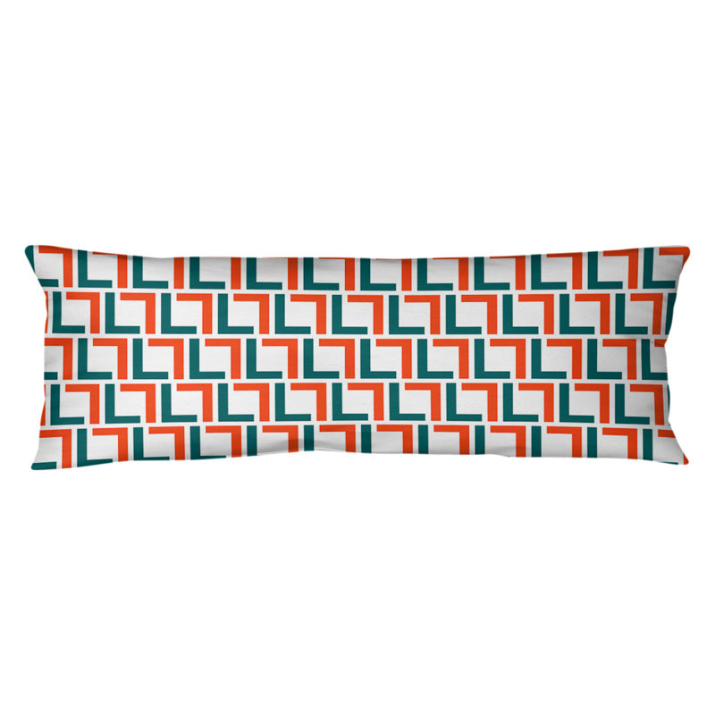 Polyester Medium Pillow, Microfiber, White/Orange/Aqua