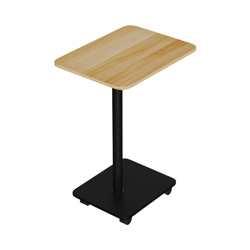 Tray Top Pedestal End Table, Black, Natural Wood