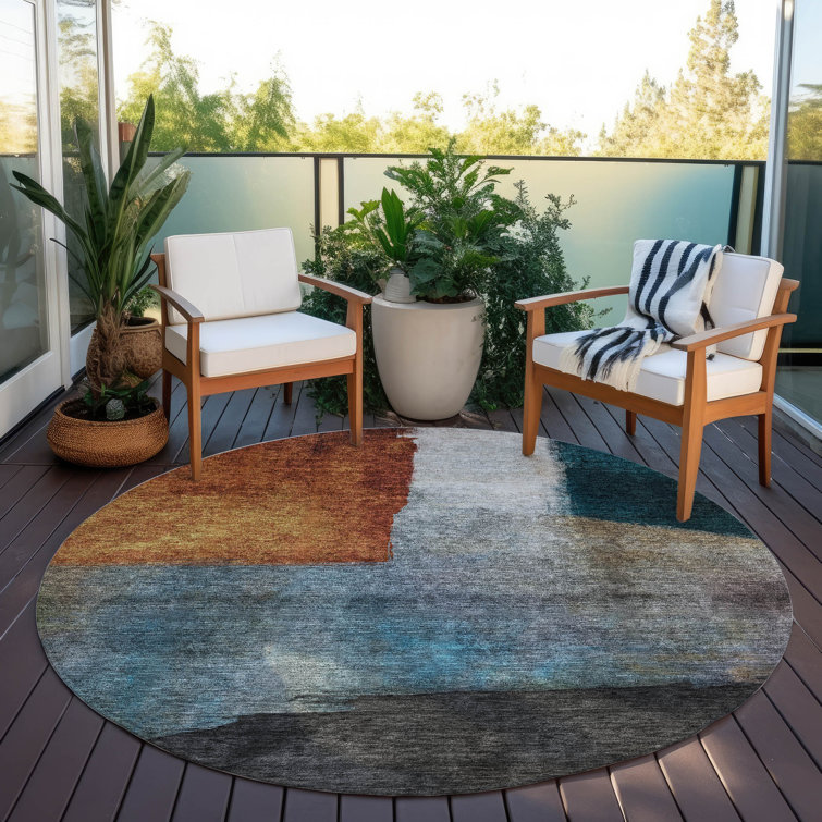 Machine Washable Indoor/Outdoor Chayden ACN1100 Copper Rug