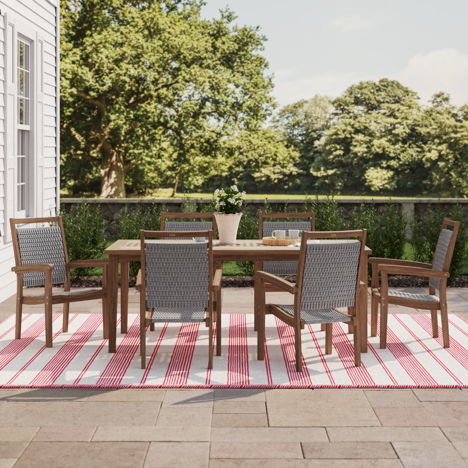 Fleur 76" Eucalyptus Patio Dining Set