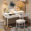 40" Modern Vanity Table Set With Mirror Touch Screen Lighted Mirror, Dressing Table And Cushioned Stool Set With 2 Large Drawers