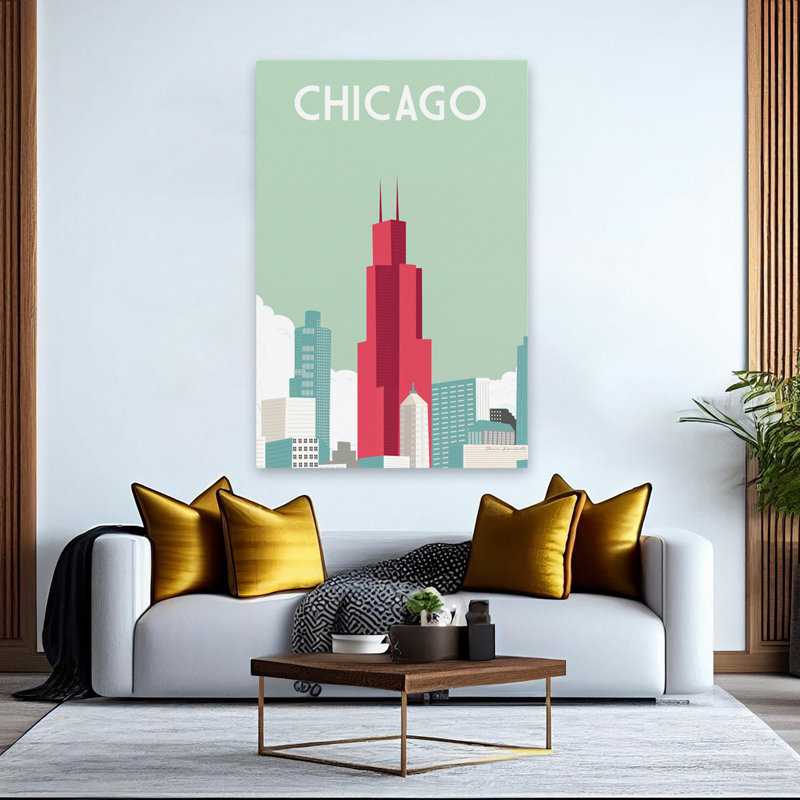 Chicago Crop - Adventure, Chicago, Illinois, art illustratif, H 60 po x l 40 po