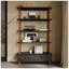 Bibliothèque avec bibliothèque et bibliothèque en bois de 74,4 pouces de hauteur, étagères et tiroirs de rangement noirs à 5 niveaux, tablettes modernes autoportantes en placage de bois massif, salon, salle d'étude, cuisine