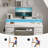 Computer Desk with 4 Drawers and Monitor Shelf, Gaming Desk with LED Lights & Power Outlets-841987268-841342031