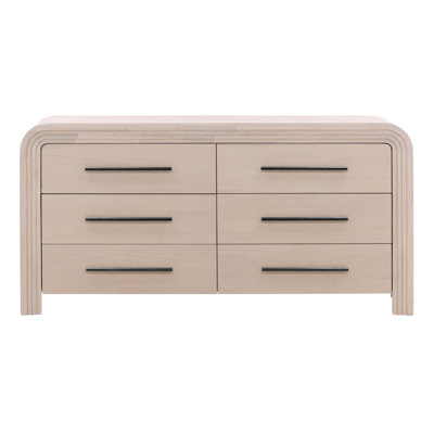 Portland 6-Drawer Rubberwood Dresser, Bleach Natural