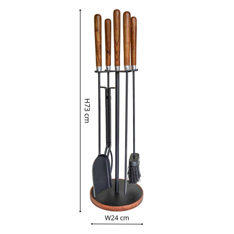 Ivyline Fireplace Wooden Handle Companion Set Iron Fireplace Tool Set