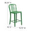 Commercial Grade Metal Indoor-Outdoor Stool with Vertical Slat Back-1824115532-1824115528