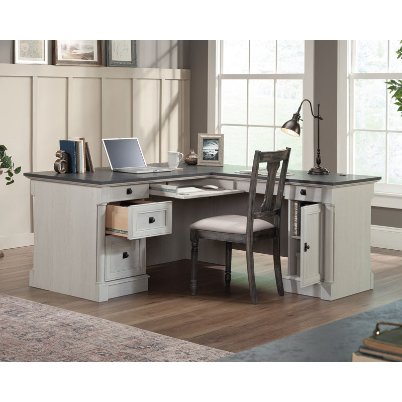 Bureau d'écriture rectangulaire l 68,74 po Jillyan, Noir / blanc