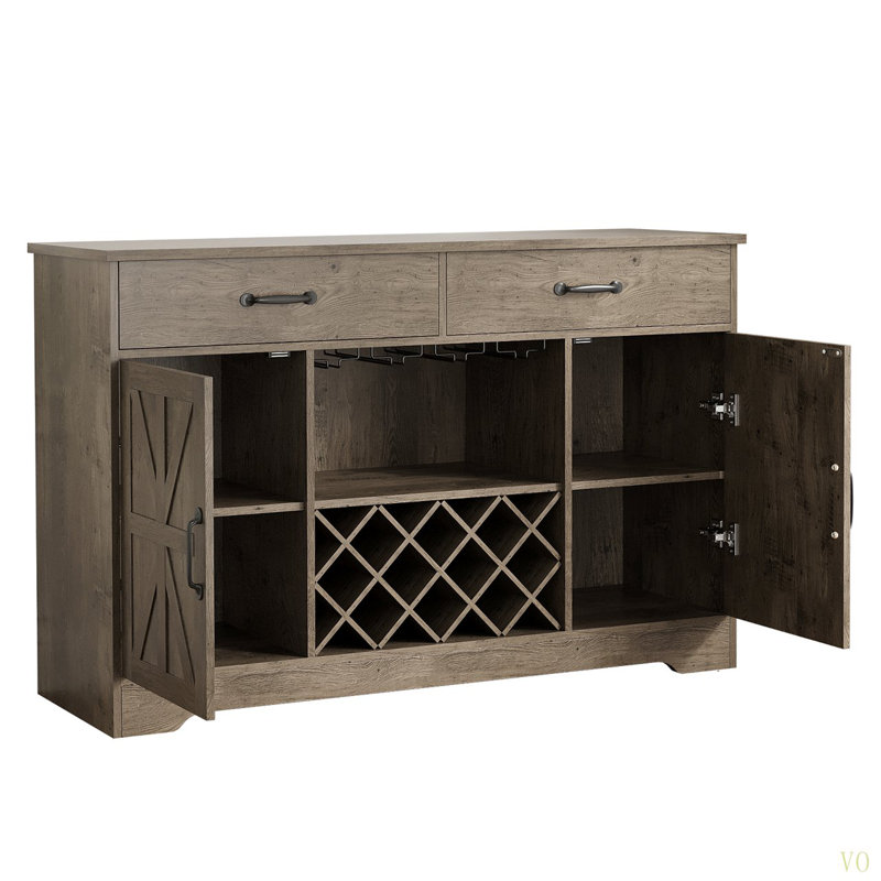 Armoire à café avec rangement et support à vin, porte-verre et 2 tiroirs, console buffet pour la salle à manger de la cuisine