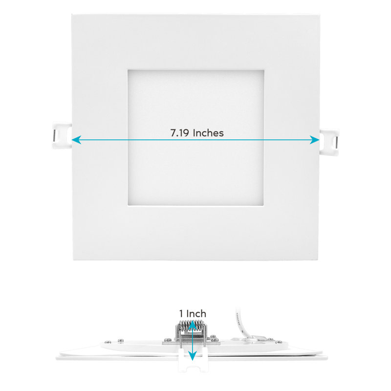 Éclairage encastré carré ultra-mince à DEL de 6 po 5 options de température de couleur à intensité variable 12 W, homologué IC, homologué ETL Canless, emballage de 6
