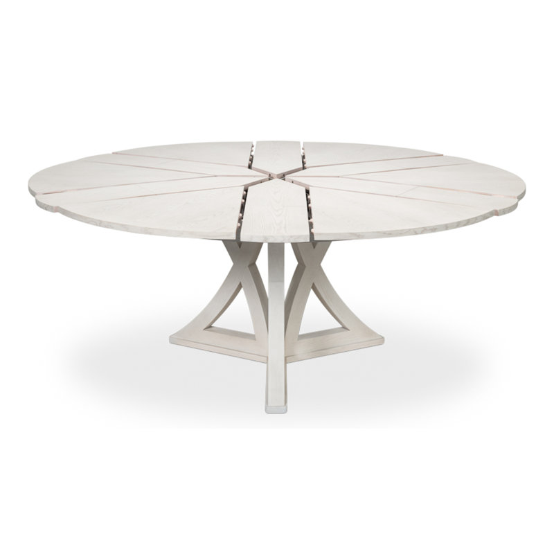 Casual Round Solid Oak Dining Table, Bleached Oak, 30"H x 64"L x 64"W