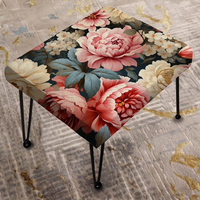 Pastel Pink And Beige Garden Floral Pattern - Floral Rectangle Ottoman