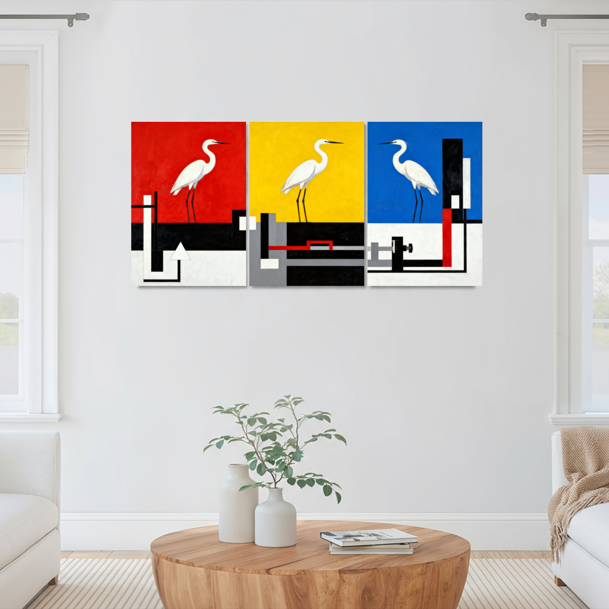 Winston Porter Abstract Heron Geometric Art Canvas Wrapped Wall Art Oil ...
