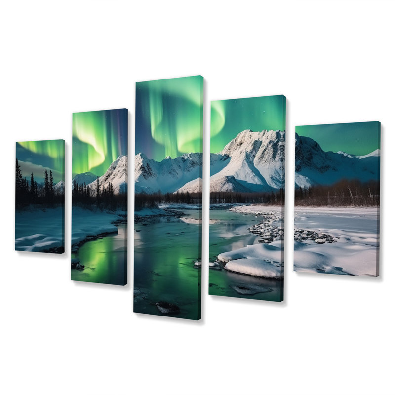 Gwendelyn - Art mural sur toile Northern Lights - 5 panneaux